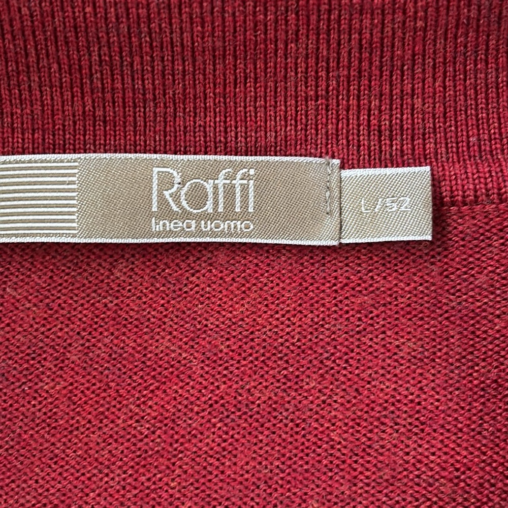 Raffi 100% Merino Wool Classic Quarter Zip Collared Sweater Red Size L - Picture 6 of 10